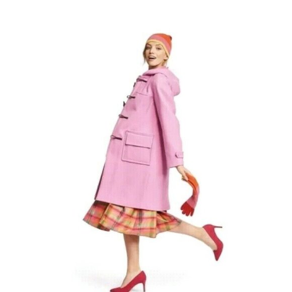 Isaac Mizrahi Hooded Duffle Wool Long Coat - Pink - Picture 4 of 5